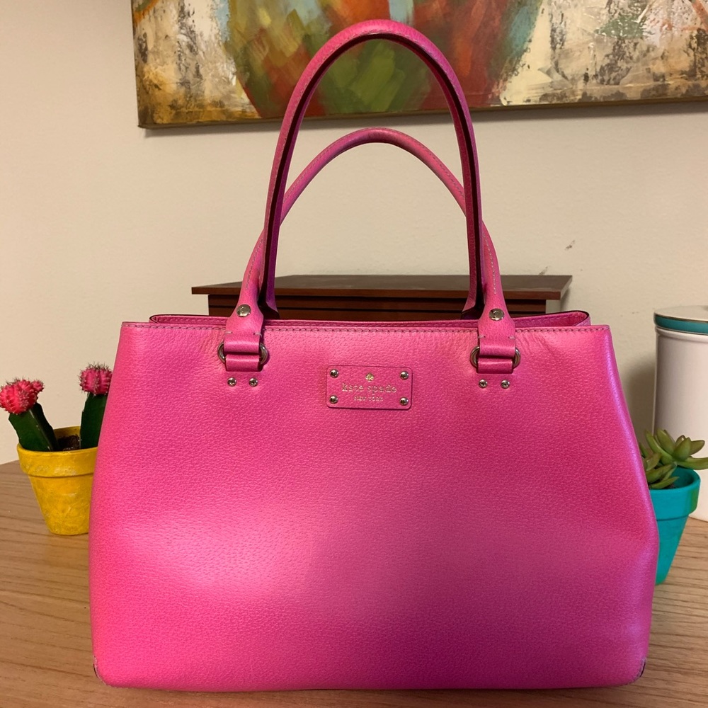 Kate Spade hot pink structured tote bag